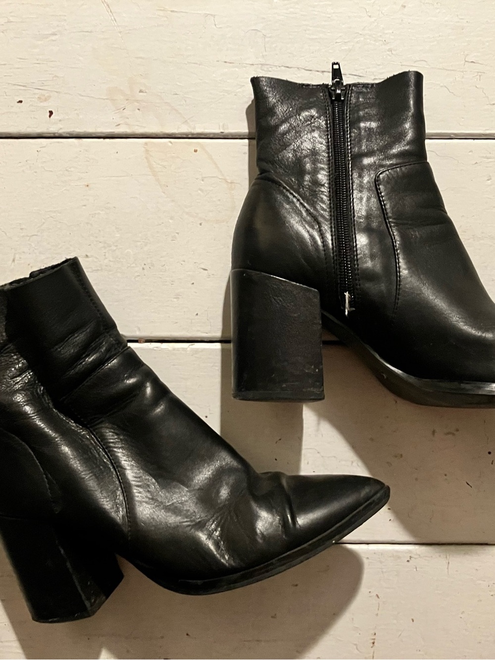 Women's Black Pointed Toe 3" Heeled Boots Real Leather Tony Bianco "Brazen" 6.5